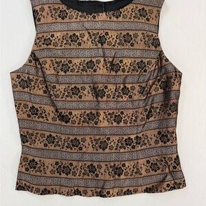 Jessica McClintock Black and Brown Floral Button Down Shirt